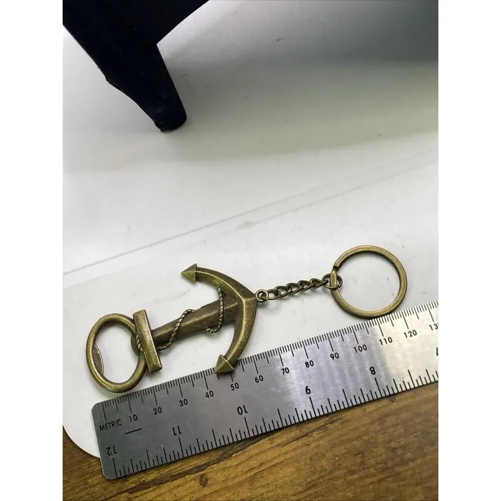 Vintage Brass Anchor Bottle Opener Keychain Nautical